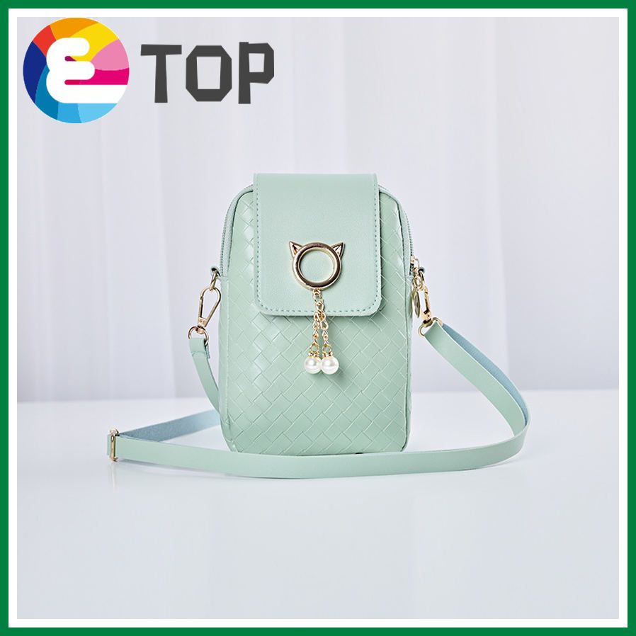 Small Bag Autumn Winter Korean Version Of The Bag Embossed Woven Pearl Tassel Cover-Style Shoulder Bag