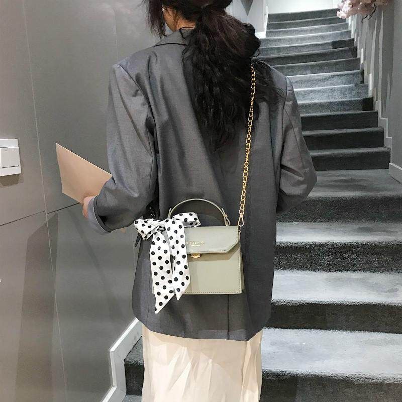 Panda Online Fashion Women Sling Bag Pu Chain Small Shoulder Bags With Polka Dot Scarf