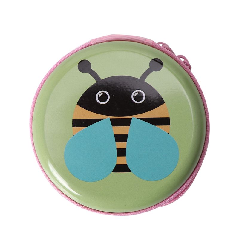 Bee Pattern metal round Headphone case