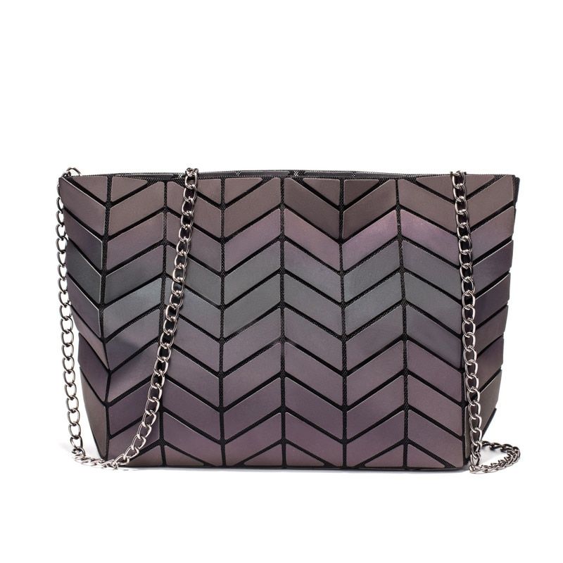 Fashion Geometric Chain Shoulder Bags Women Mini Casual Clutch Plaid Laser Bao Crossbody Bags Small Women Messenger Bag Bolsa