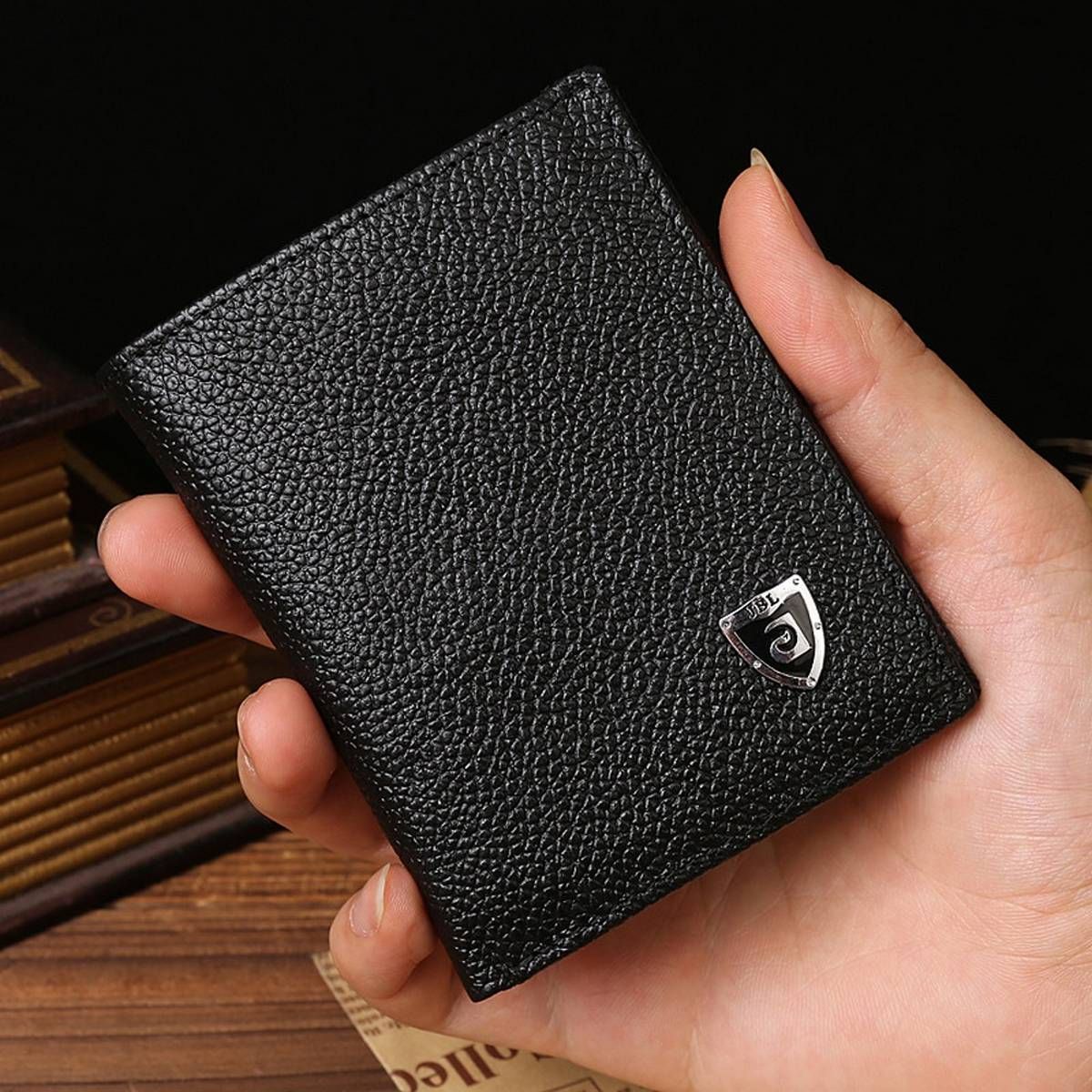 S Thin Mini  Leather Men Wallet Male Purse Bag Card Holder Money Perse Walet Cuzdan Vallet Black - intl