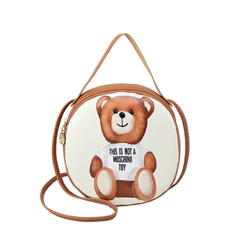 NYHED Small Circular Crossbody Bag Girls Cartoon Print Mini Purse Women Handbags