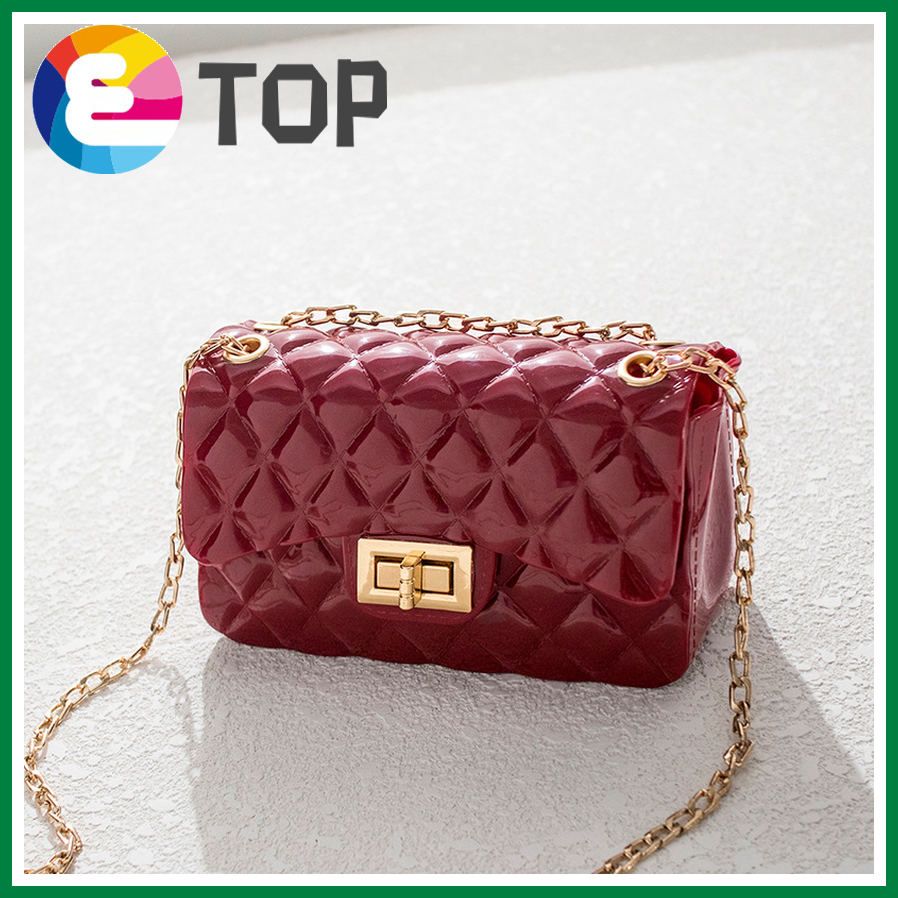 Ladies embossed rhombus stereotyped jelly small square bag Korean spring and summer chain shoulder bag