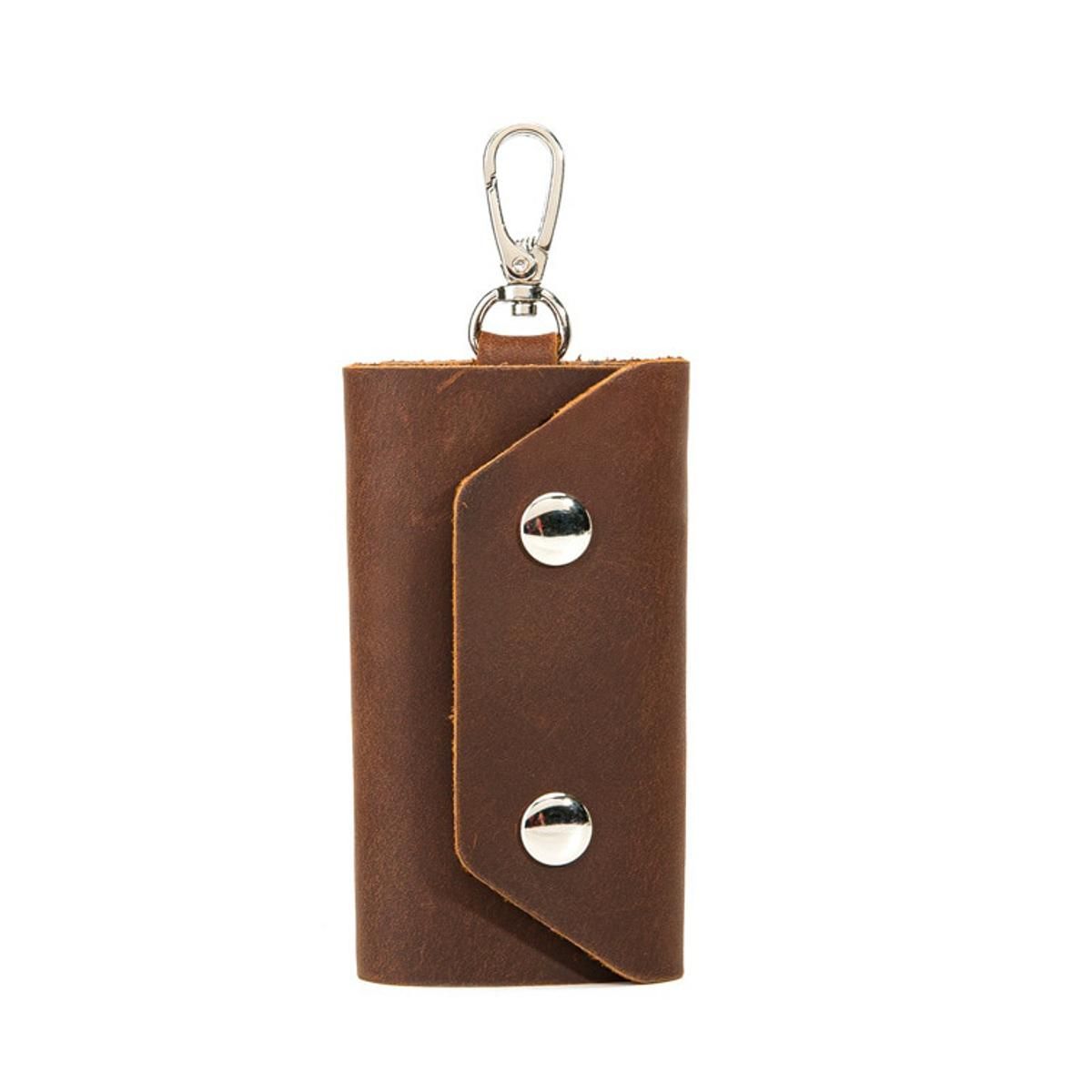 Housekeeper Leather Key Wallet Unisex Solid Leather Keychain Organizer Bag Car Housekeeper Wallet