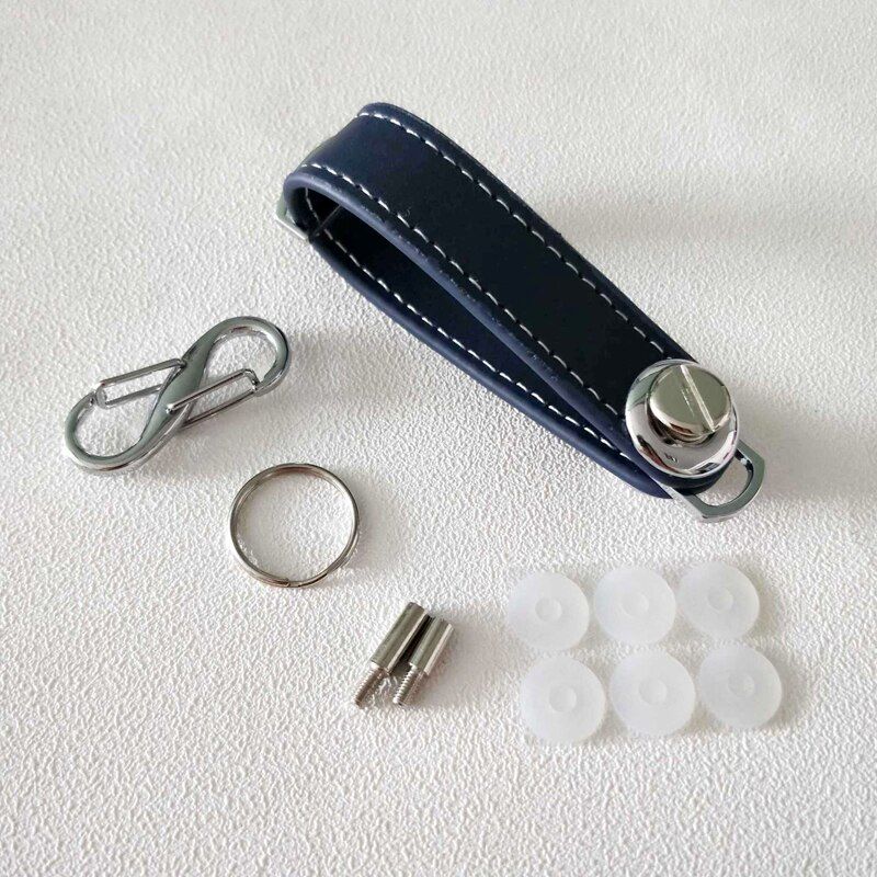 High-Grade Leather Stainless Steel Keychain Car Key Rings Holder Case Small Portable Housekeeper Key Organizer Bag Key Wallet