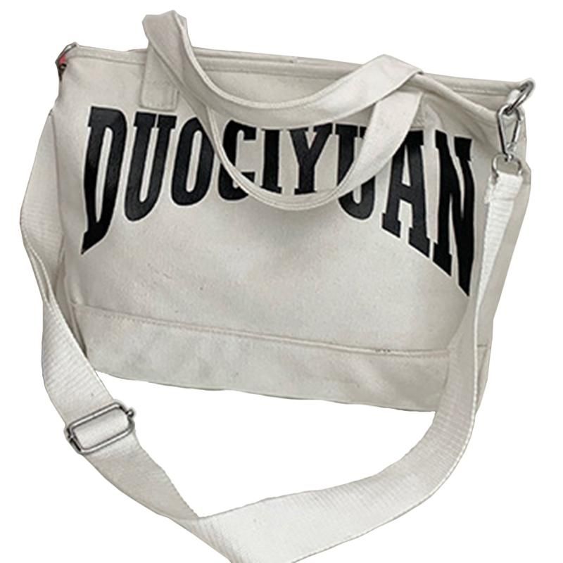 Fashion Casual Letter Ladies Basic Canvas Bag Ladies Simple Shoulder Bag Messenger Bag