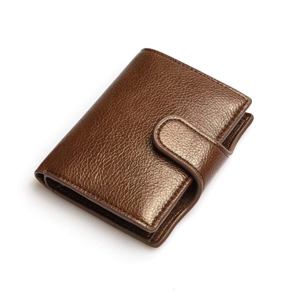 RFID Blocking Credit Card Holder Men Women Metal Wallet Vintage Aluminium Box PU Leather Fashion Card Wallets Male Purse
