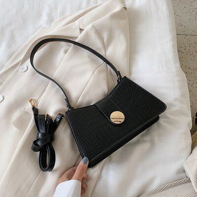 FuAhaLu New fashion shoulder bag crocodile pattern baguette solid color summer wild bag for six colours women bag