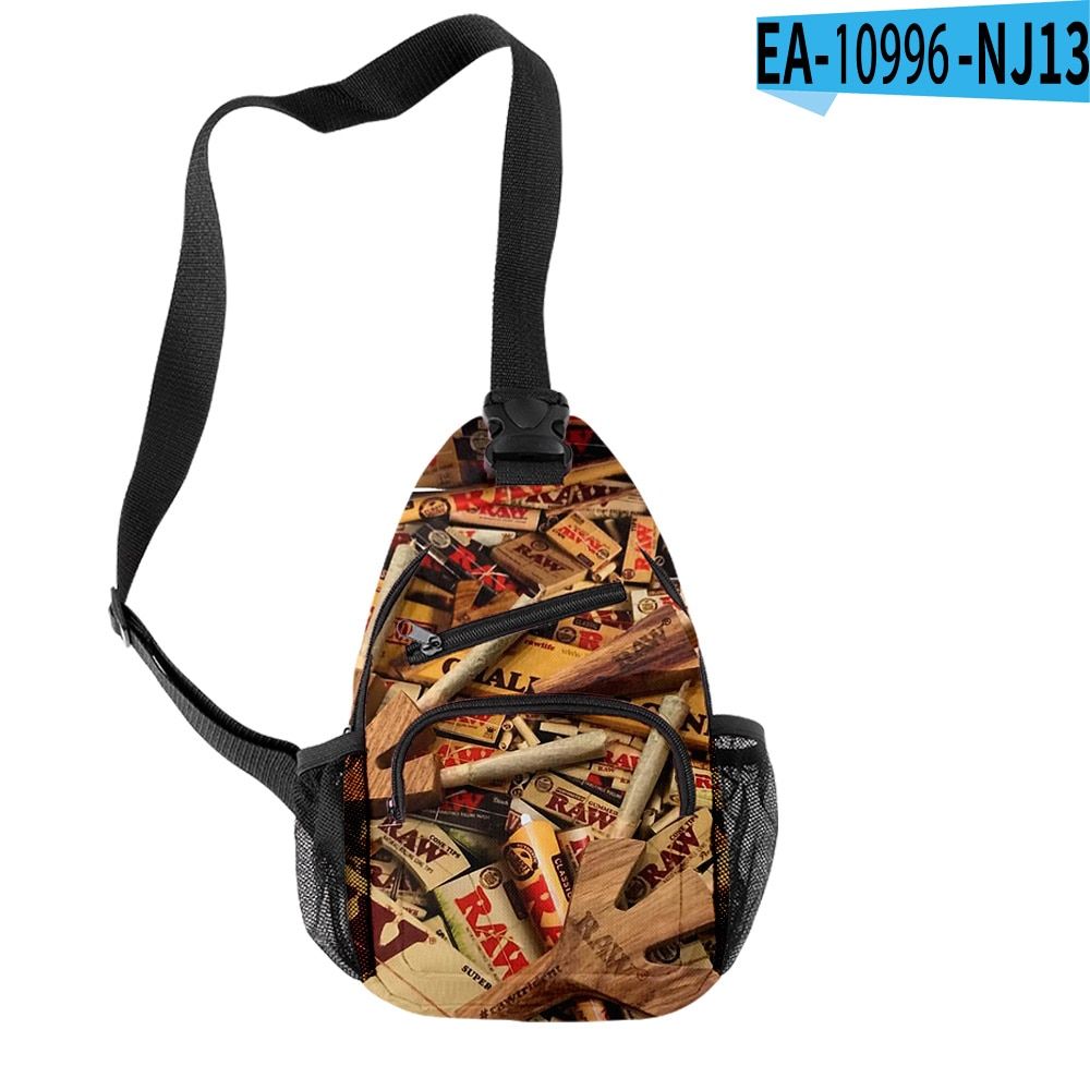 Raw  Men Chest Bag Cigar   3D Print Women Crossbody Bags Oxford Waterproof Sports Travel Casual Shoulder Bags