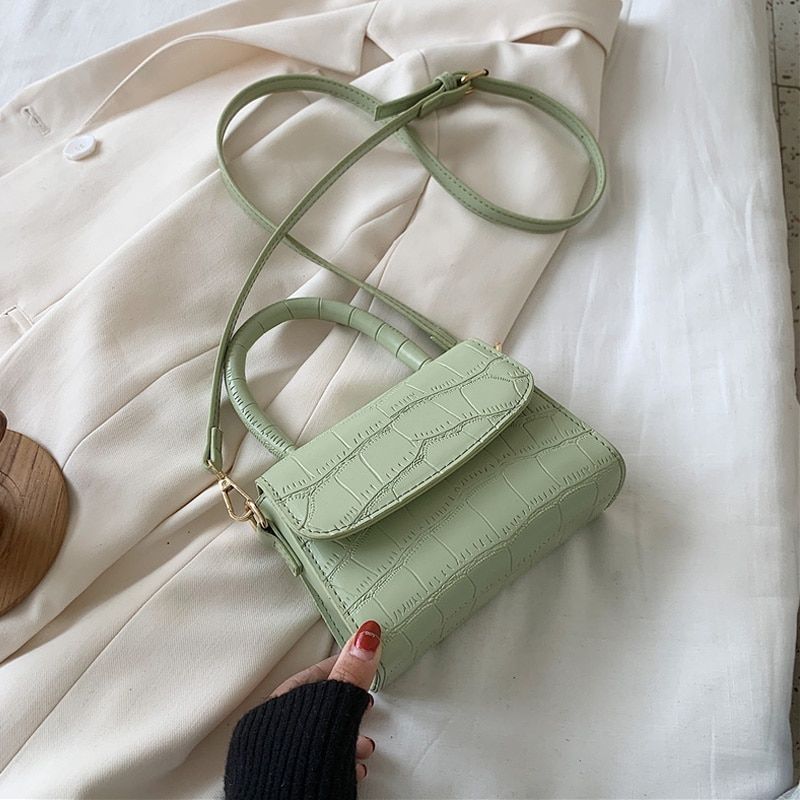 New Mini Shoulder Bag Women PU Leather Crocodile Patent Crossbody Bags Handbag Hasp Hand Bag Ladies Designer Evening Bags Clutch