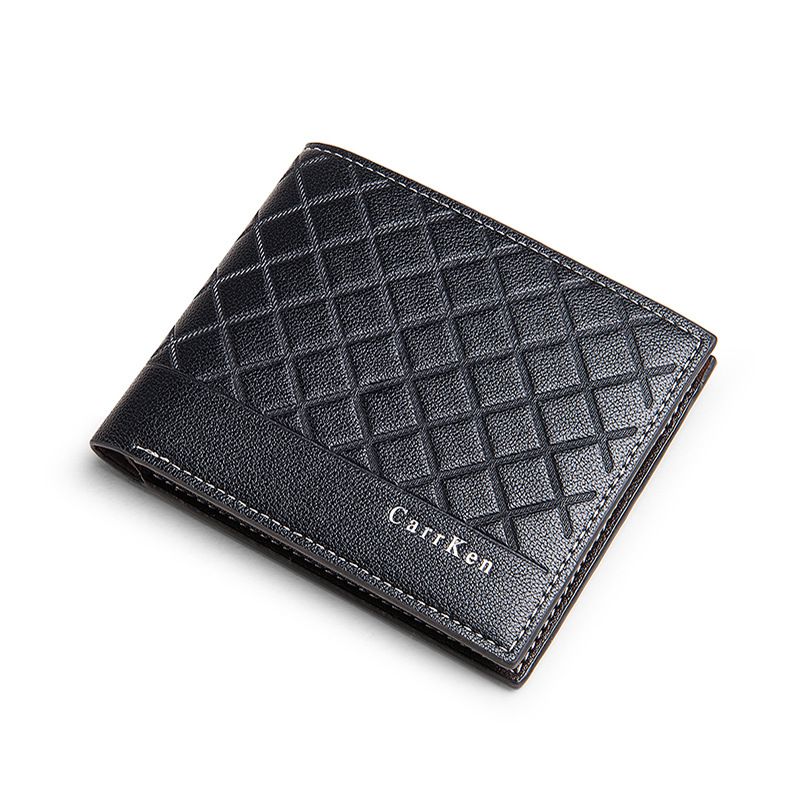 Yfashion Men's Wallet Pu Leather Casual Embossed Plaid Multi-card Pocket ri-fold Wallet color