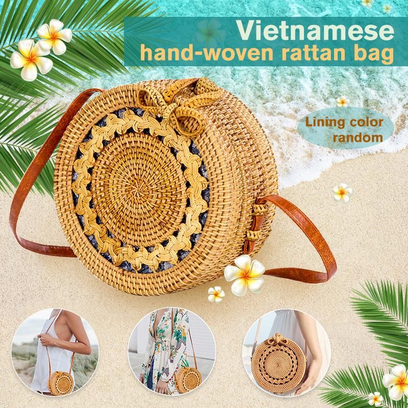 Circle Round Bali Island Bohemia Beach Bag Hand Woven Bag Rattan Straw Bags