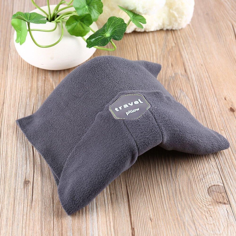 JO Soft Neck Support Travel Pillow Airplane Inflatable Neck Pillow For Sleep - gray