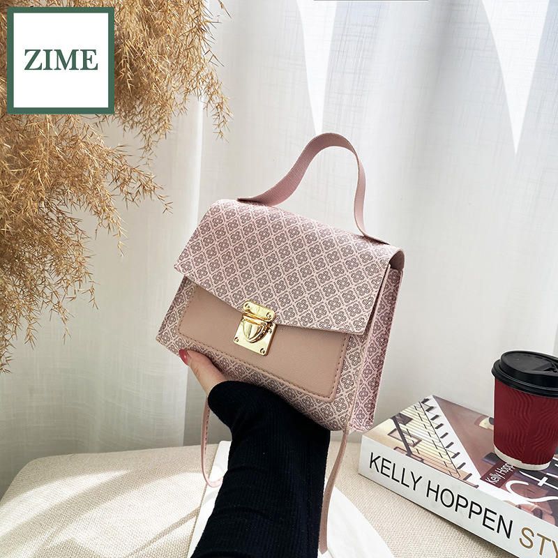 ZIME Korean version of color matching printed portable small square bag summer and autumn ladies one-shoulder diagonal purse