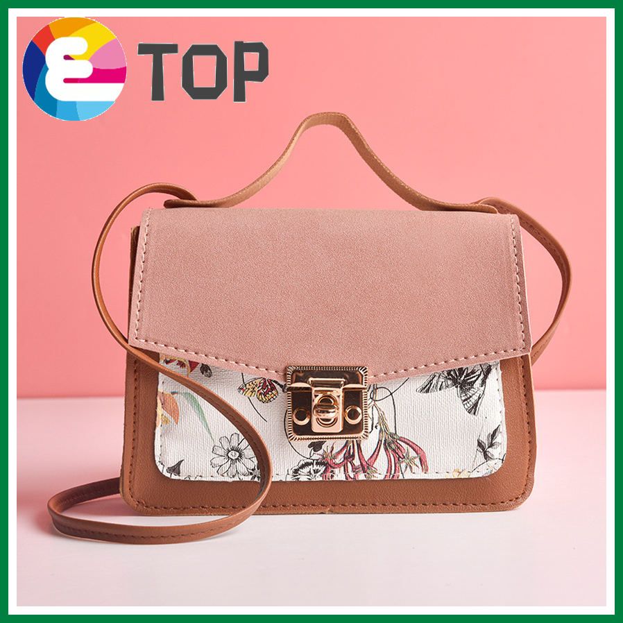 Personalized color matching printed lock small square bag summer and autumn ladies diagonal one-shoulder purse