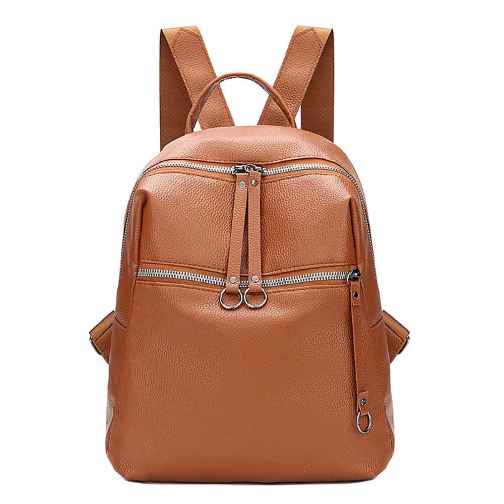 Womens Vintage Leather Backpacks High Quality Female Zipper Travel Bags Retro School Bags Women Students Bag Rucksack Mochila