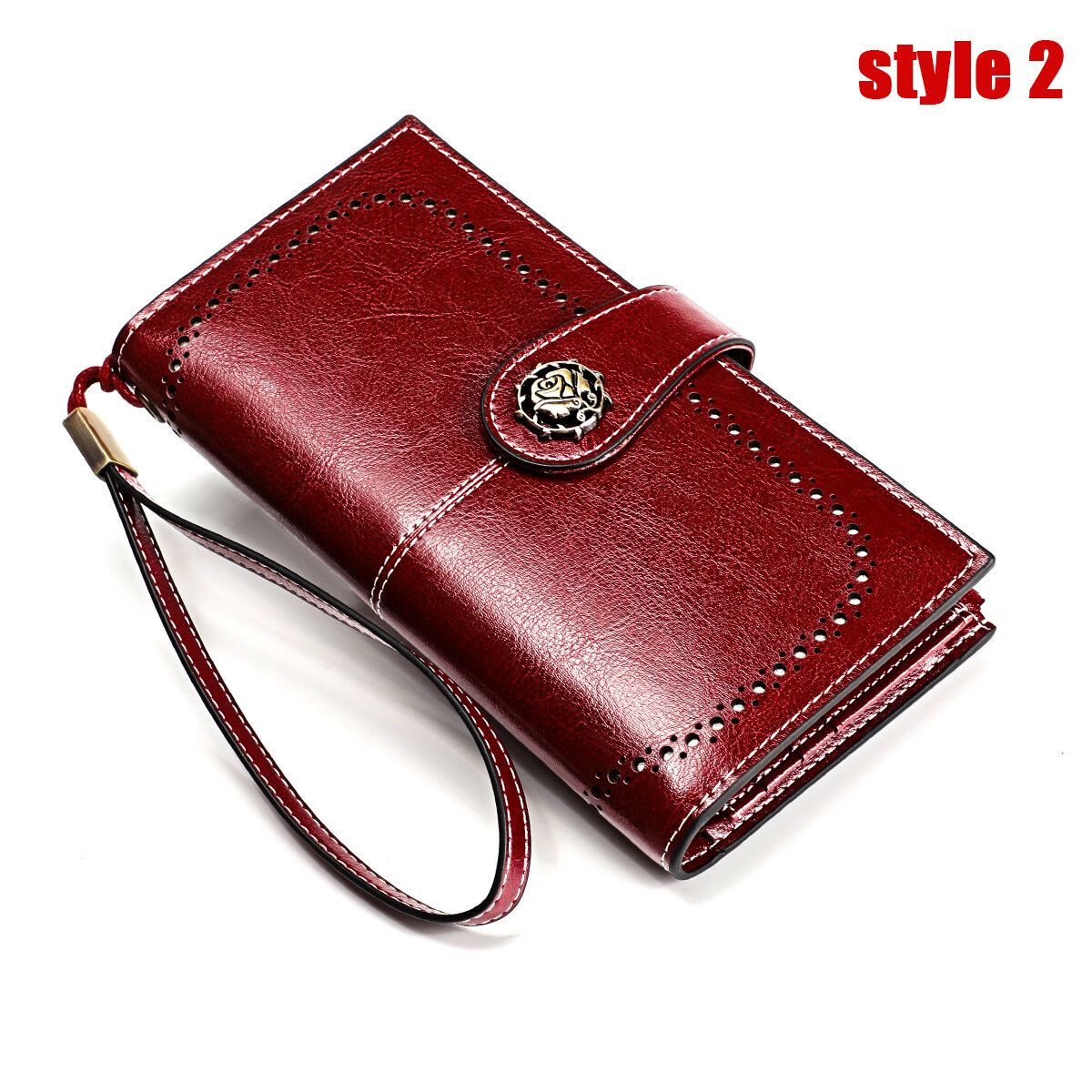 Women  Leather Elegant Vintage Long Wallet Phone Bag