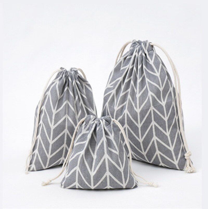 Fashion Canvas Drawstring Cosmetic Bag Travel Make Up Case Plaid Organizer Storage Makeup Pouch Toiletry Beauty Wash Kit Box