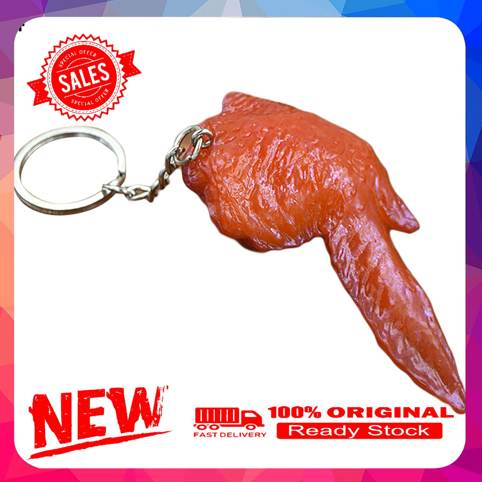 Key Ring Vivid Decorative Cartoon Creative Drumstick Feet Food Backpack Pendant for Car Key