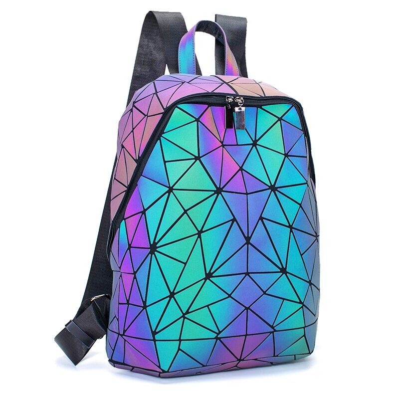 New Luminous Women Backpack Men 15-inch Laptop Backpacks Student School Bags Holographic Geometry Travel Bagpack Bag Mochila