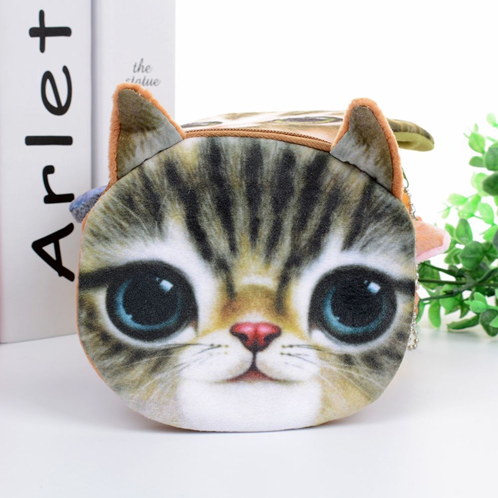 3D Girl Wallet Bag Ladies Animal Zipper Mini cat coin purses dog children's purse plush bolsa de moeda coins pouch monedero gato