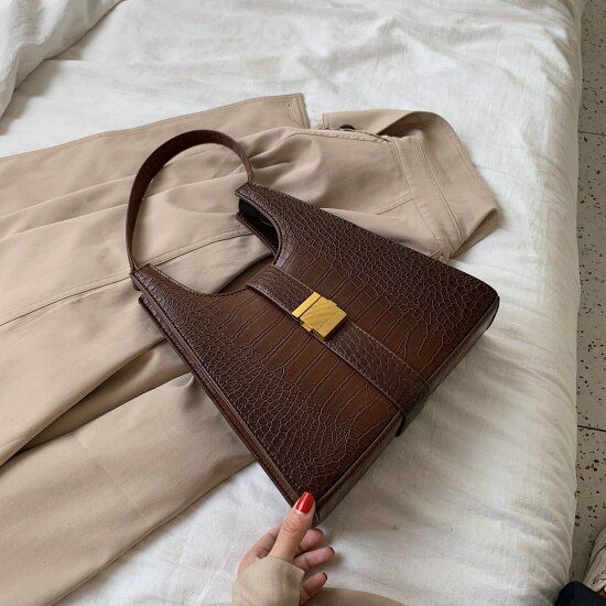 Crocodile Pattern PU Leather Shoulder Bags For Women 2021 Retro Quality Handbags Lady Designer Totes Female Hand Bag