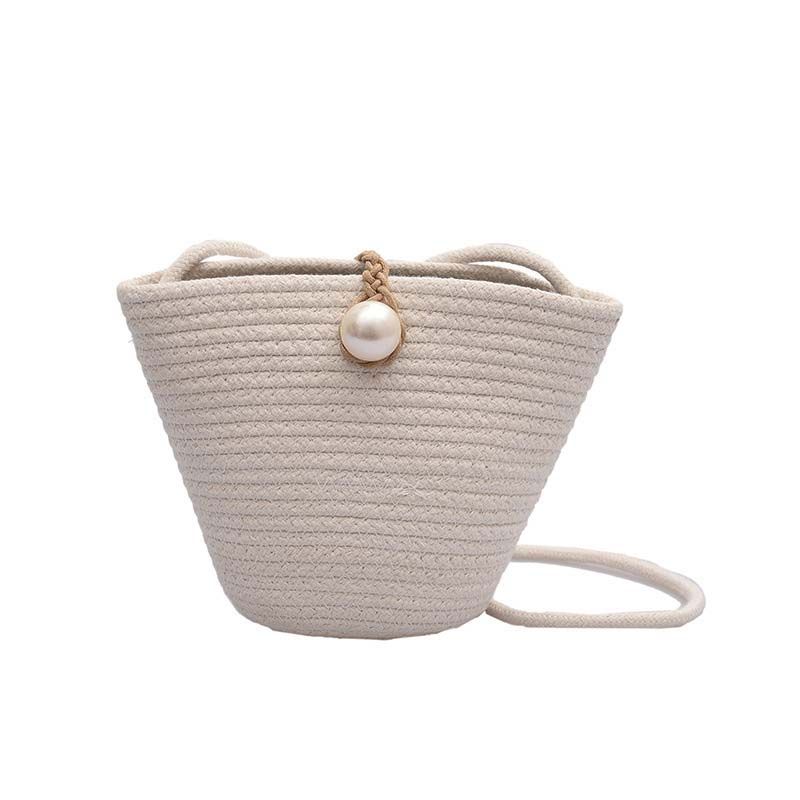 Summer Pearl Design Straw Bags For 2021 Women Shoulder Messenger Bag Handmade Female Travel Beach Bag Ladies Purses And Handbags