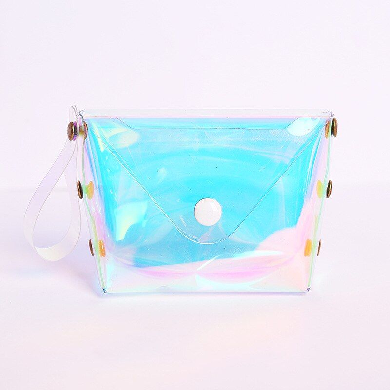 UOSC Holographic Transparent Coin Fashion Jelly Money Pouch Girls Laser Sweet Short Mini Wallet For Female Cute Monedero