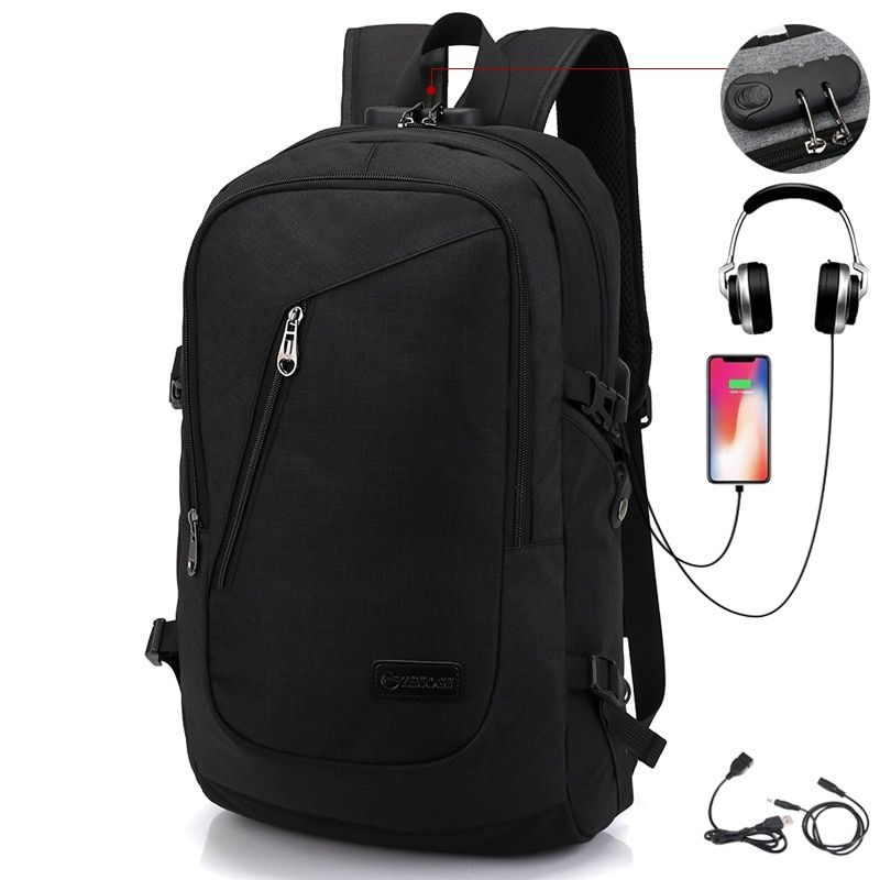 NANCY TINO Business Casual Travel Computer Backpack with USB Charging Oxford Cloth Anti-Theft Lock StuSchool Bag
