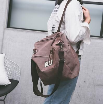 Korean Style Fashionable Female Canvas Backpack Harajuku Style Large Capacity Casual Backpack For Travel College Style Schoolbag