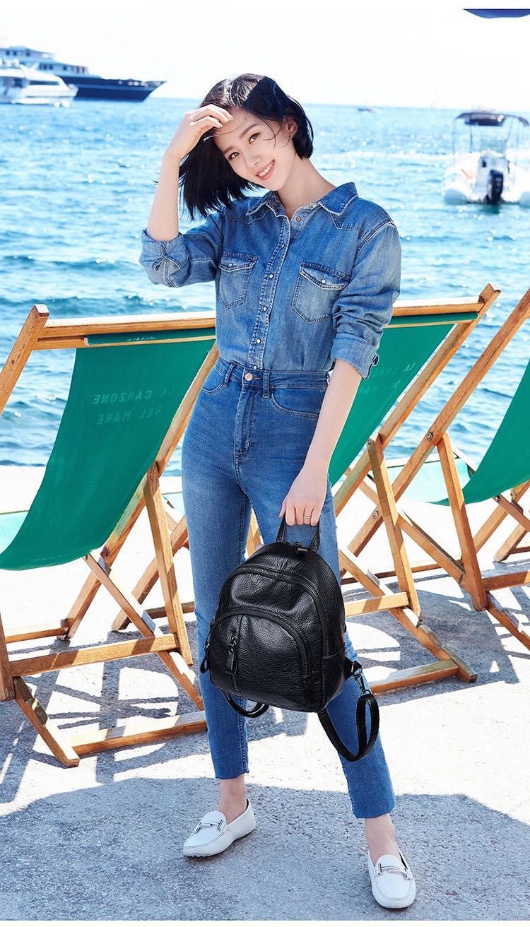 Korean Style Women Mini Backpack Pu Leather Shoulder Bag For Teenage Girls Multi-Function Small Female 2 different Model bags