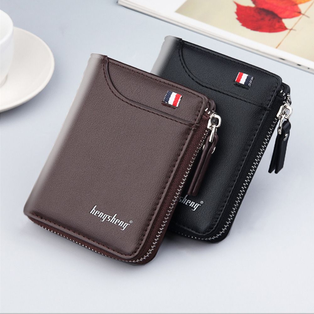 Wallet For Men Name Engraving Zipper Card Holder High Quality Male Purse New PU Leather Coin Holder Men Wallets Carteria