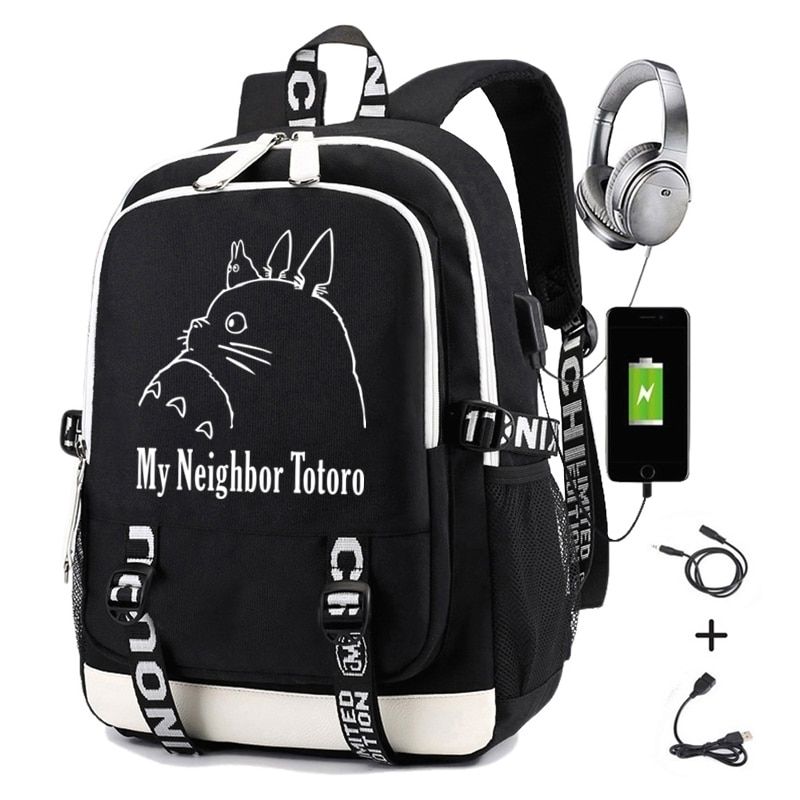 Kawaii Cartoon Anime Men Backpacks StuMy Neighbor Totoro Canvas Boys Grils Fashion Casual School Bags USB Charging