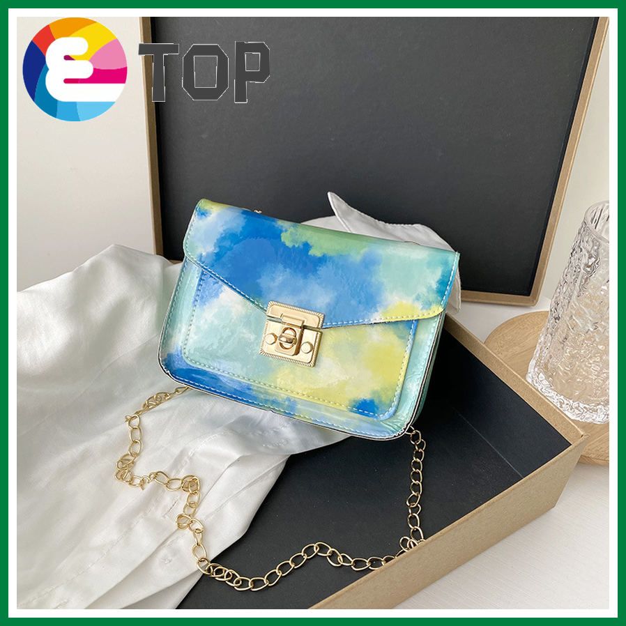 Summer Korean version of gradient color cloud lock chain small square bag shoulder diagonal bag