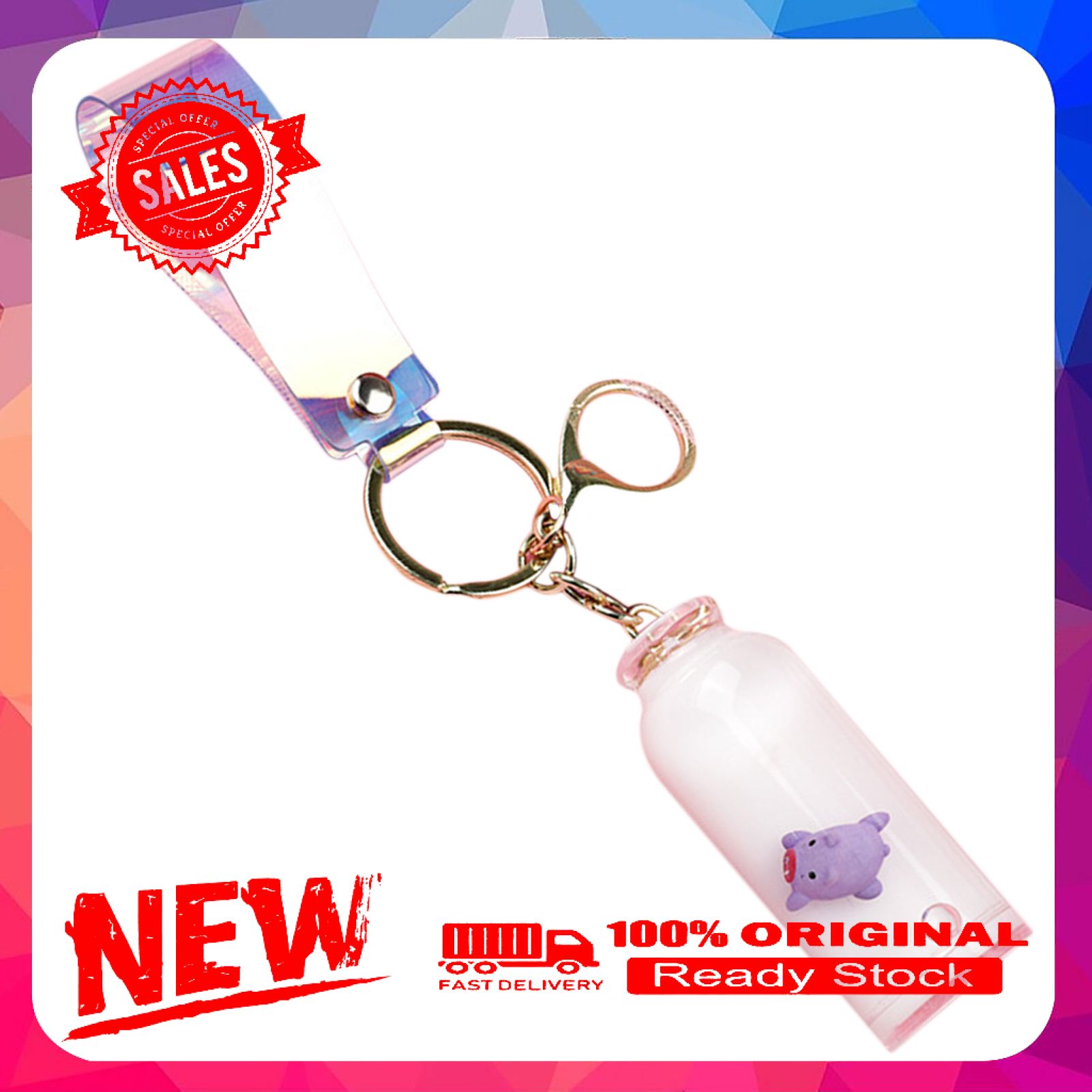 Key Pendant Small Portable Lightweight Cute Floating Milk Keychain for Girl