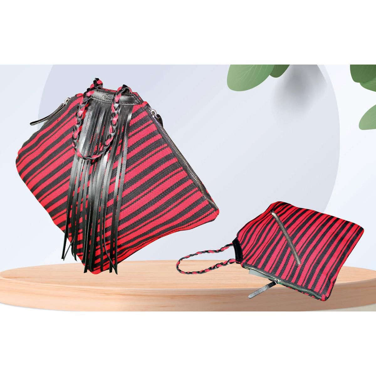 Leather with High Quality Fabrics Ladies Hand Bag