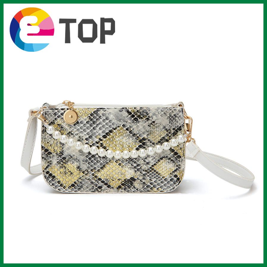 Winter European and American snake pattern pearl chain armpit bag shoulder diagonal portable simple bag