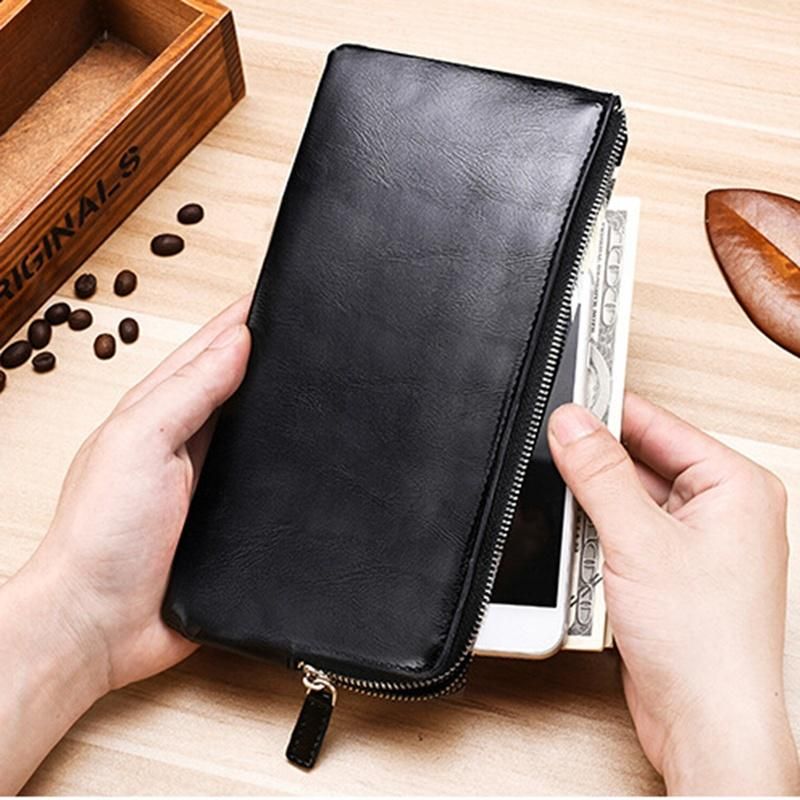 New style long thin cell phone zipper wallet for men