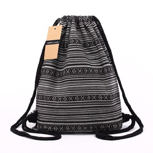 Annmouler Women Backpacks Large Capacity Shoulder Bag Bohemian Style Tribal Drawstring Rucksack 20 Colors Cotton Daypack Hobo