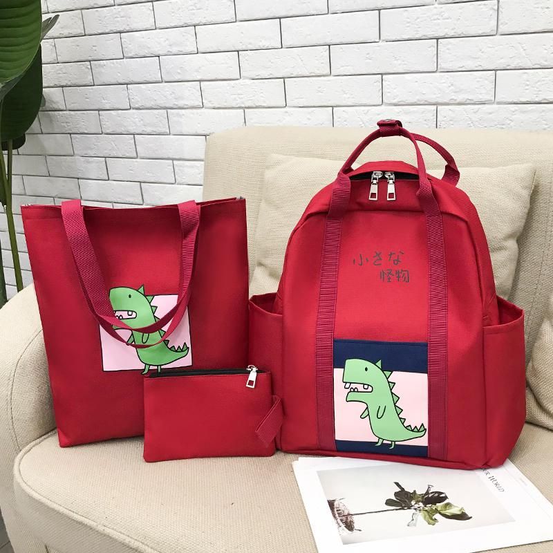 3set canvas Backpack High capacity Women Shoulder Bag New School Backpack For Teenage Girls Backbag Mochilas Female Bagpack