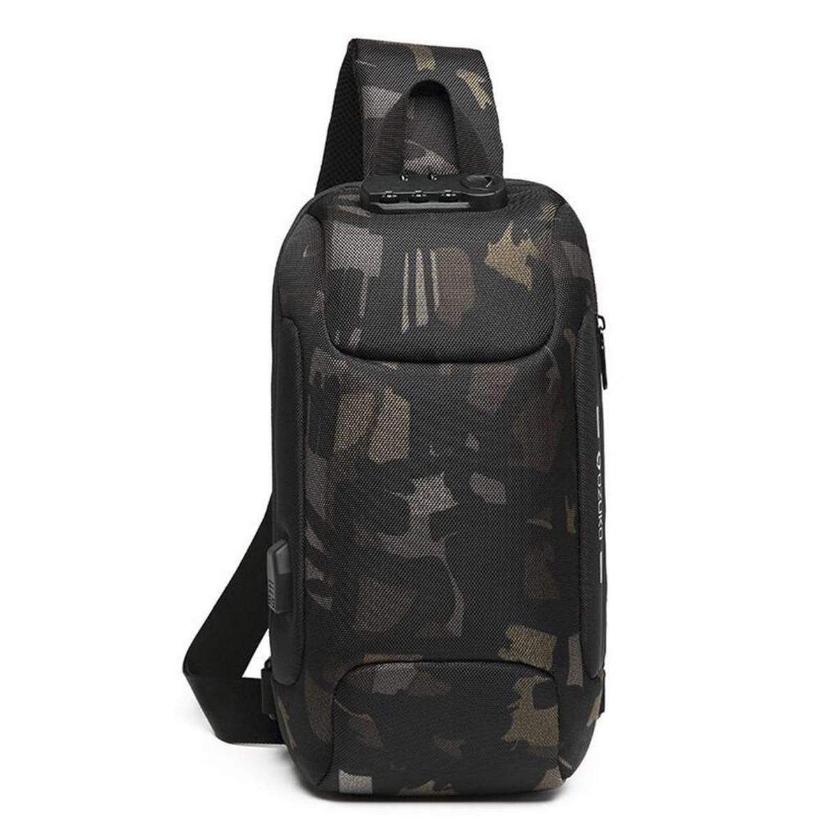 OZUKO Men's Multi-function Messenger Bag Anti-theft Waterproof Travel Chest Bag