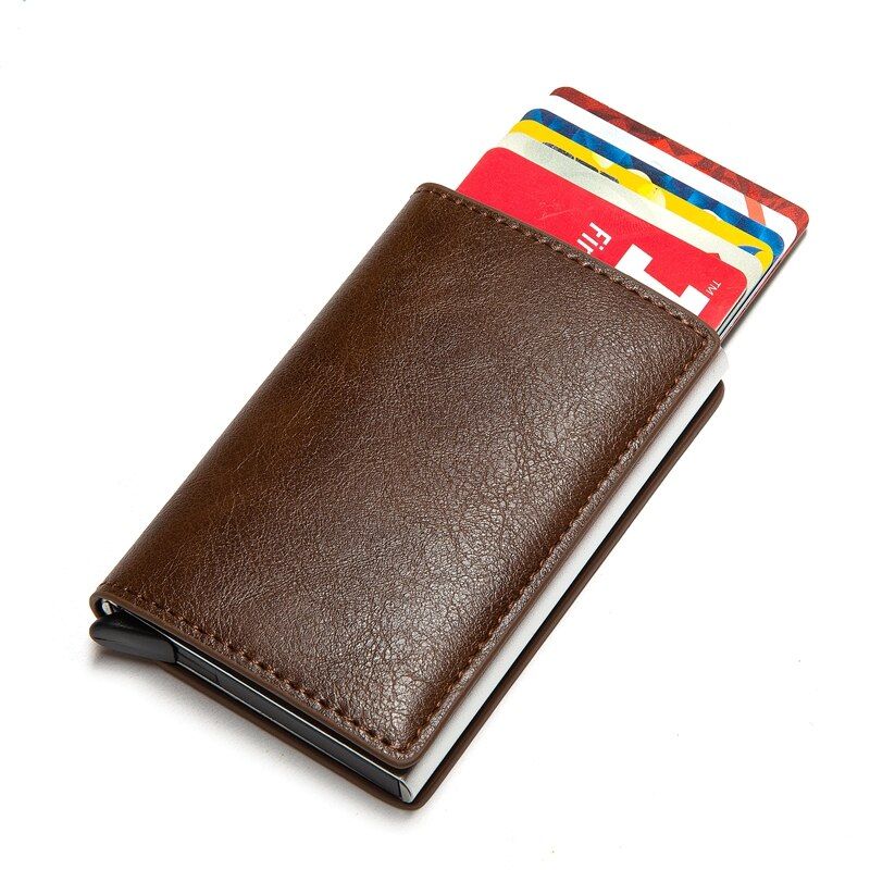 New Men's Wallet Carbon Fiber Anti Theft Smart Card Holder Wallet Retro Simple Neutral Aluminum Mini Wallet