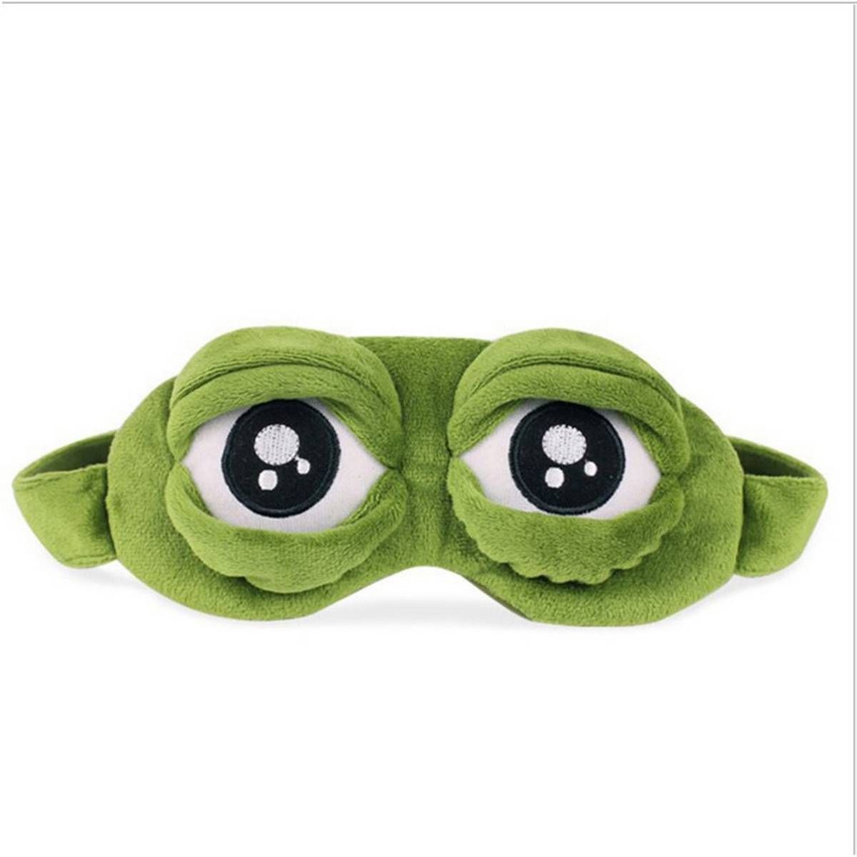 Funny Pepe TFrog Sad Frog 3D Eye  Cover Cartoon Plush Sleeping  - Green Without 90g Ice Bag