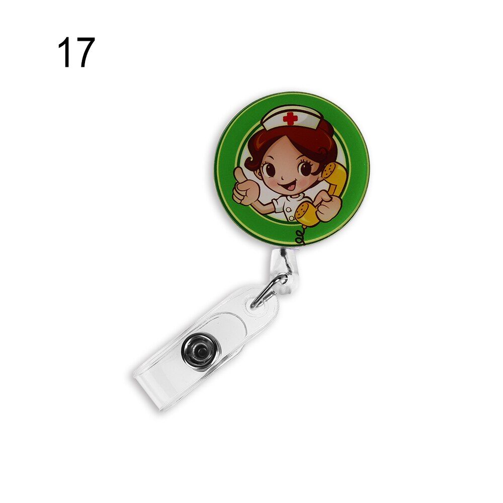 1PC Unisex Cute Cartoon Mini Retractable Badge Reel Nurse Lanyards ID  Card Badge Holder Clip Student Nurse Badge Holder