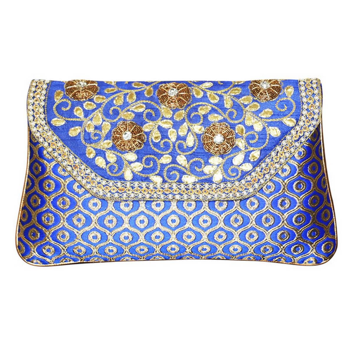 Blue Color Fabric Purse for Women