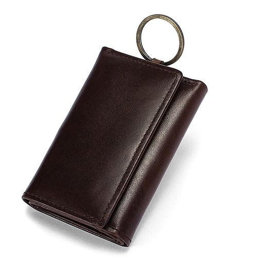 WESTAL  Leather Men Key Holder Organizer Wallet Leather Keychain Covers Casual Hasp Key Wallets Mini Card Bag 8302