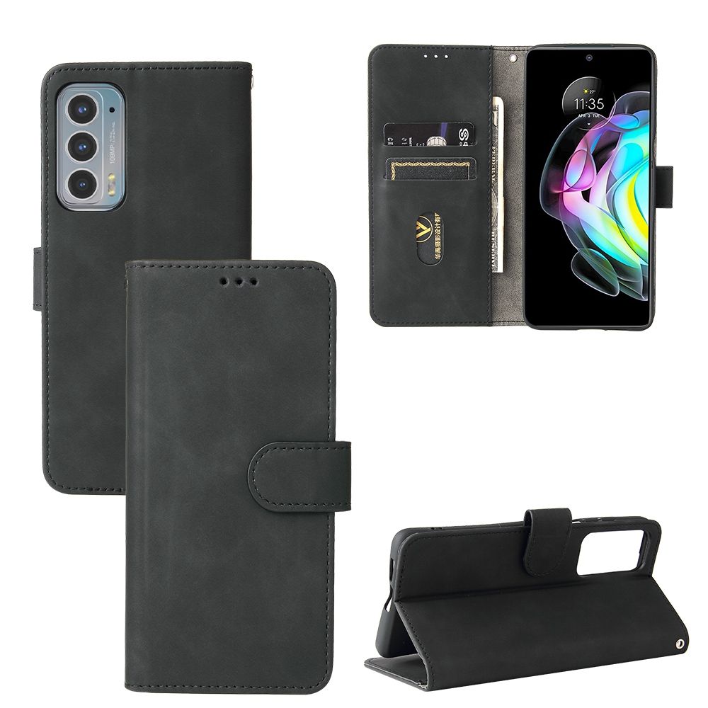 For Motorola Edge 20 Solid Color Skin Feel Magnetic Buckle Horizontal Flip Calf Texture PU Leather Case with Holder & Card Slots & Wallet