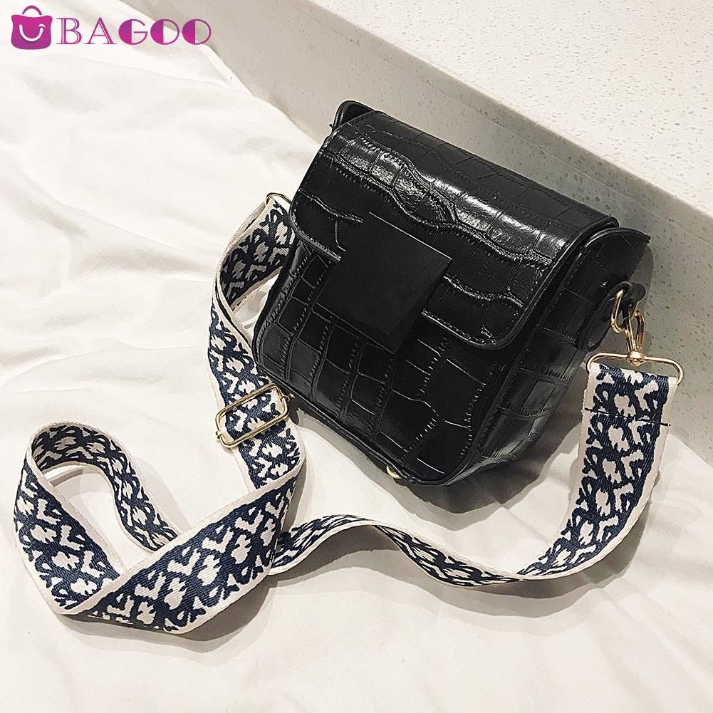 【BestGO】Leather Crossbody Bags Women Casual Wide Shoulder Belt Messenger Handbag