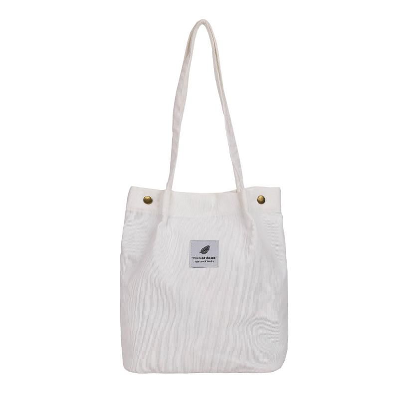 Corduroy Fold Canvas Bag Large Capacity Literary College Style Single Shoulder Bags