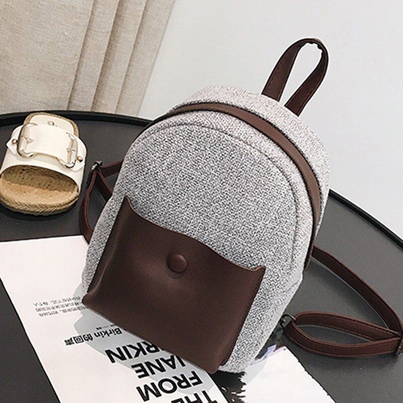 Backpack Female New Female Student Bag Korean Fashion Patchwork Preppy Style School Mini Backpack for Teenagers Girls